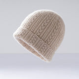 Cashmere Autumn And Winter New Twisting Flower Wool Cap Warm Ears Knitted Cold Hat