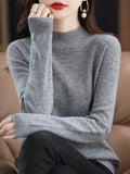Skin Feeling 100% Wool Line Ready-To-Wear Seamless Autumn And Winter New Short Women Half-Collar Loose Bottom Knitting Sweater