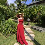 French Retro Holiday Windy Red Sling Dress Femininity Summer Temperament High-End Feeling Thin A-Character Dress