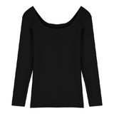 Plus Velvet Thick Square Collar Bottomed Bottomed Women's Spring And Autumn Winter Folded And Put On The 2025 New Long-Sleeved T-Shirt To Keep Warm Tops