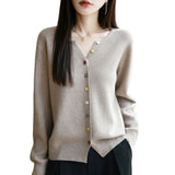Wool Blending 2026 Autumn And Winter New Women's Loose Round Collar Buckle Solid Color Wear Bottom Knitting Jacket