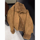 Fusin Velvet Fur Collar Lamb Fur Coat Women Winter 2026 New Small Plus Velvet Thick Coat