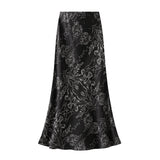 Vintage Hong Kong Style Half-Dress Dress 2025 Summer New Printing High-Waisted Thin Temperament Long Dress 9939