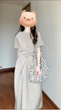French Temperament Kinesi Design With Gray Short-Sleeved Dress Women's Summer 2026 New Waist Dress