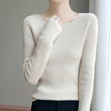 A Line Of Ready-On-Coat Wool Blended 2026 Autumn And Winter New Women's Short Loose Round Collar Solid Color With The Bottom Knitting Shirt