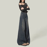 Twist Women's Fat Mm Retro Old Wide-Legged Jeans Women High-Rise Loose Thin-Hanging Trousers Tide