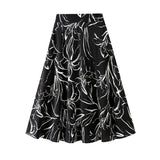 2025 Ink Painting Lily Smooth Feeling Simple Temperament Gentle Beige Skirt Women 6612-29