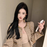 French Small Fragrant Two Sets Of Coarse Flowers, The Sleeve Short Jacket 2025 Autumn And Winter Wear A Bag Of Hips And Skirts