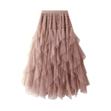 2025 Net Yarn Age-Dung Fashion Thin Super Fairy Ponp Skirt Irregular Skirt Cake Skirt D0895