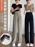 High-End Sense Suit Pants Women 2025 New High-Waisted Narrow Version Of Straight Broad Leg Pants Fall Summer Thin