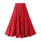 2025 Spring New Sister Wind High-Level Feeling Hundred Folds Loose Thin Swing Skirt Leisure A Skirt 8081