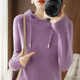 Wool Blended 2026 Autumn And Winter New Women's Loose Hoodie Hoodie Solid Color Short-Case Sweater Knitted Hoodie