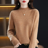 First-Line Ready-To-Wear Seamless Pure Wool 2026 Autumn And Winter New Women's Half-High Collar Hollow Short Bottom Knitted Sweater