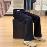 Black Narrow-Legged Jeans Women's New Velvet Pear-Shaped Body Loose Straight Trousers In Autumn And Winter 2025