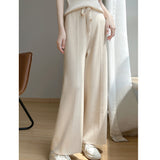 Wool Blended 2026 Autumn And Winter New Women's Wide-Legged Trousers High-Waist Loose Loose Thin Tight Waist Wearing Knit Trousers