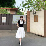 College Style Suit Women's Summer 2026 New Fake Two-Piece T-Shirt Skirt Small Summer Ootd Wear A Complete Set