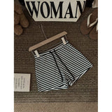 Striped Crash Casual Sports Shorts Women's 2025 Summer Thin Tying With High-Rise Broad-Legged Hot Pants Shorts