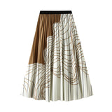 100 Folded Skirt Women's Long Design Feeling Black And White Bumpy Irregular Stripe Thin Retro Long Dress 2125