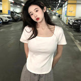 Short-Sleeved T-Shirt For Girls Summer New Korean Version Of The Self-Ind-Up Casual Bottom-Up Student Niche Hot Girl Blouse Tide Ins