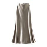 Silk Luster Fishtail Half Dress Woman Autumn High-End Temperament Dress With Absin And Ab Bread Ass Skirt A9962