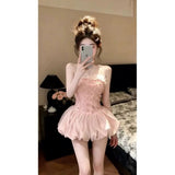 French Gold Sweet Tset Skirt Summer New Beautiful Small Dress With Boobs Poneng Short Skirt