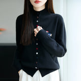 Wool Blended 2026 Autumn And Winter New Women's Loose Collar Buckle Embroidered Coat Sweater