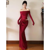Lightly Familiar With The Style Of The Lady Style Shoulder Dress Women 2026 Early Spring New Hollow Waist-To-Sting Skirt Dress