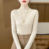 Wool Blended 2026 Autumn And Winter New Women's First-Line Ready-Up Seamless Half-High-Neck Short-Dressed Knitted Bottom Shirt