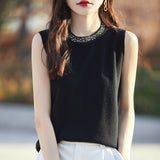 Wool Blended 2026 Autumn And Winter New Women's Round-Collar Hot Diamond Body Short Sleeveless Knitted Vest Vest Shirt