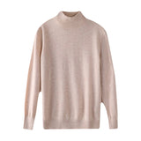 Skin Feeling 100% Wool Line Ready-To-Wear Seamless Autumn And Winter New Short Women Half-Collar Loose Bottom Knitting Sweater