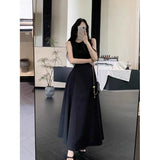Yujie Fan Dress Women's Summer 2025 New French Temperament High-End Sleeveless Vest To Close The Waist Thin Dress