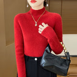 Wool Blended 2026 Autumn And Winter New Women's First-Line Ready-Up Seamless Half-High-Neck Short-Dressed Knitted Bottom Shirt