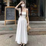 2026 Net Red Han Tling Rope Tie Vest Dress Woman Slim High Waist Temperament Solid Color Dress