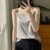 Silk Satin 2026 Spring And Summer Women's New Dress In A Short Collar With A Single Shoulder Sling Slings Small Vest