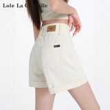 White Cowboy Shorts Women's Summer 2025 Trend With New High-Rise Thin A-Legged Broad-Legged Hot Pants