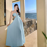 Designing A Sense Of Seaside Vacation Side-Of-Scaring Sling Skirt Beach Skirts Long Gentle Wind Beautiful Seaside Wearing Beach Skirt