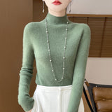 Wool Blended 2026 Autumn And Winter New Women's First-Line Ready-Up Seamless Half-High-Neck Short-Dressed Knitted Bottom Shirt