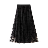 Tuffen Mesh Yarn Half-Dress Girl Summer 2025 Long-Term Thin-Skinny Yarn Skirt Super Fairy Fairy 100-Fold Skirt 8673