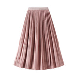 Temperament Toothpick Folding Skirt Double Pressure Folding Feeling 2025 Summer Thin Long Folded Skirt 9913