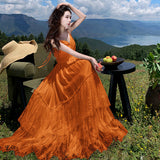 Sanya Travel Women's Clothing Tour To Shoot The West Wind Holiday White Lace Splicing Bare Back Slings Hanging Dress Dress