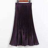 Metal Luster Polyester Pressure Folded Half Skirt Original Single Long Skirt Silk Clear Silk #8035