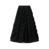 High-End Folded Half-Dress Girl Spring 2025 New High-Rise Thin Long A-Word Large Swing Dress 0888