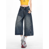 Vintage Water Wash Seven-Point Jeans Women's Summer Trend New High-Rise Thin Spring Loose Broad-Legged Trousers