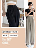 High-End Sense Suit Pants Women 2025 New High-Waisted Narrow Version Of Straight Broad Leg Pants Fall Summer Thin