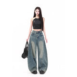 Vintage Cracked Buttered Jeans Women's Fall 2025 New Loose Tsing Broad Leg Slegage Pants