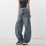 Blue Scissor Jeans Women 2025 Autumn And Winter Loose Broad Leg Trousers Design High Waist Wide Leg Pants New