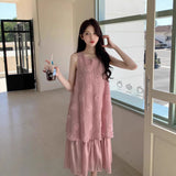 Large-Size Fat Mm Summer French Retro Gentle Wind Fake Two Hundred-Fold Sleeveless Vest Dress Featinized Long Dress