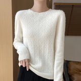 Line Ready-To-Wear Pure Wool 2026 Autumn And Winter New Women's Round Collar Short Hollow Twist Knitted Sweater