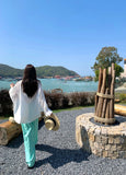 Thai Island Holiday Blue Bikini White Sunscreen Shirt Loose Lazy Wind Seaside Wear Three Sets