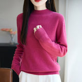 Line Ready-Upled Wool Blending 2026 Autumn And Winter New Women's Short Dress Half High-Neck Solid Color Bottom Top Knitting Shirt